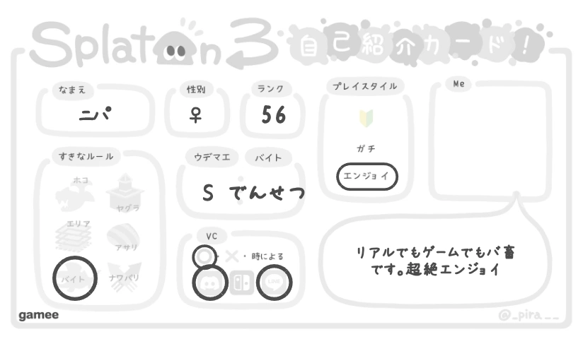 ニパさんの自己紹介カード